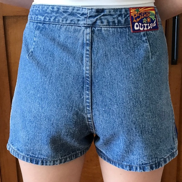 90’S PHYSCO BLUE OUTLAW SHORTS - Picture 2 of 16